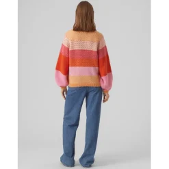 Vero Moda dame strik VMCRUZ - Tangerine W BIRCH/FUCHSIA PURPLE/TANGERINE TANGO/S Online