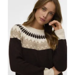 Vero Moda dame strik VMSIMONE - Chocolate Torte Detail:W. SILVER MINK + BIRCH