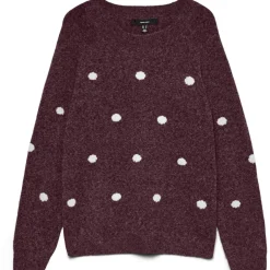 Vero Moda DAME STRIKTRØJE VMDOFFY - Winetasting White Dots Best