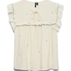 Vero Moda DAME TOP VMELINA - Birch Blue Hearts Clearance