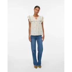 Vero Moda DAME TOP VMELINA - Birch BLACK HEARTS Clearance