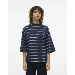 Vero Moda dame top VMMOLLY - Navy Blazer snow white Clearance