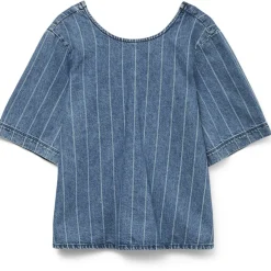 Vero Moda dame top VMTRILLE - Medium Blue Denim Stripes WHITE Outlet