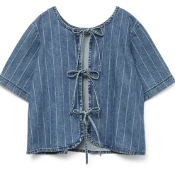 Vero Moda dame top VMTRILLE - Medium Blue Denim Stripes WHITE Outlet