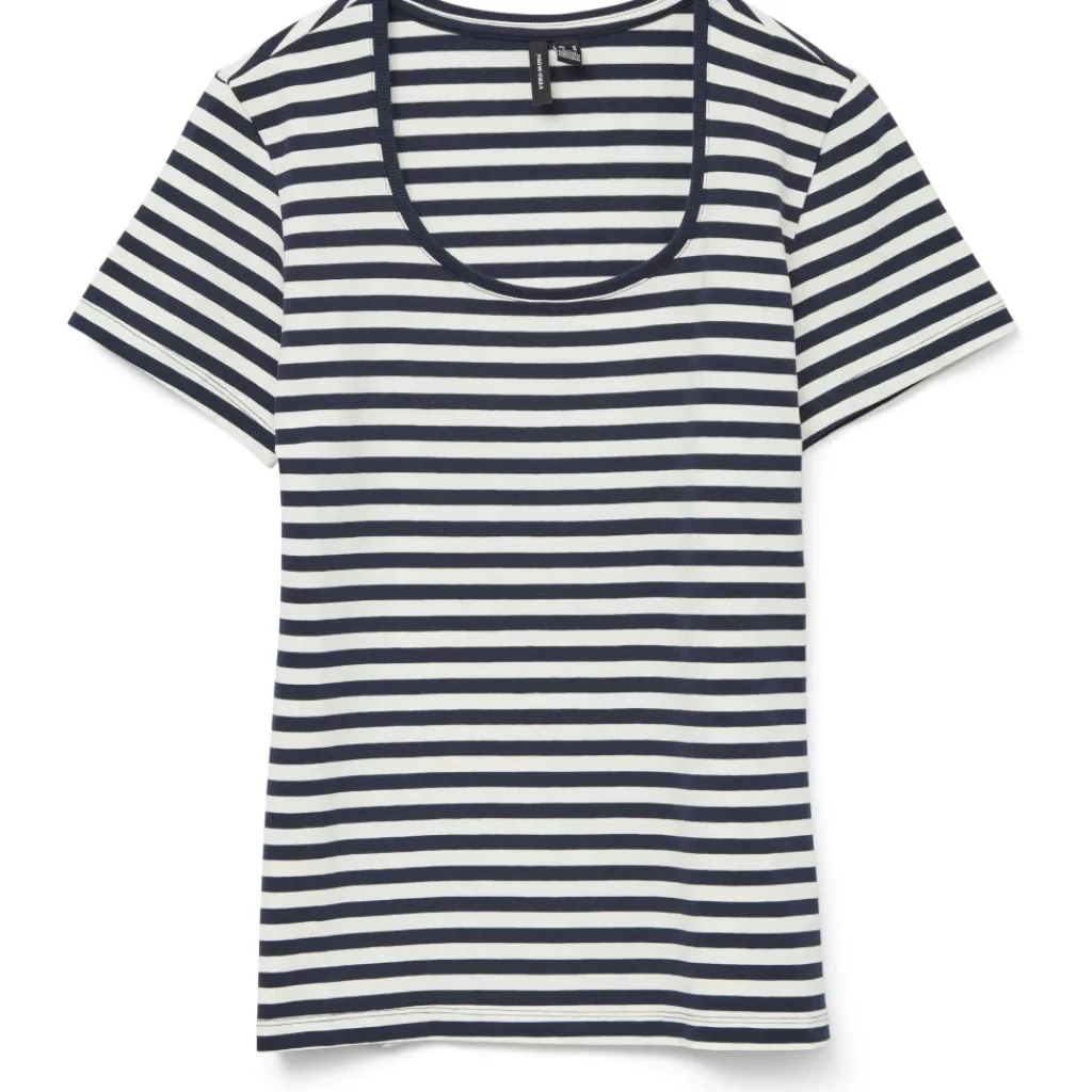 Vero Moda dame t-shirt VMLOTTE - Snow White Stripes NAVY BLAZER Discount
