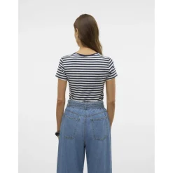 Vero Moda dame t-shirt VMLOTTE - Snow White Stripes NAVY BLAZER Discount