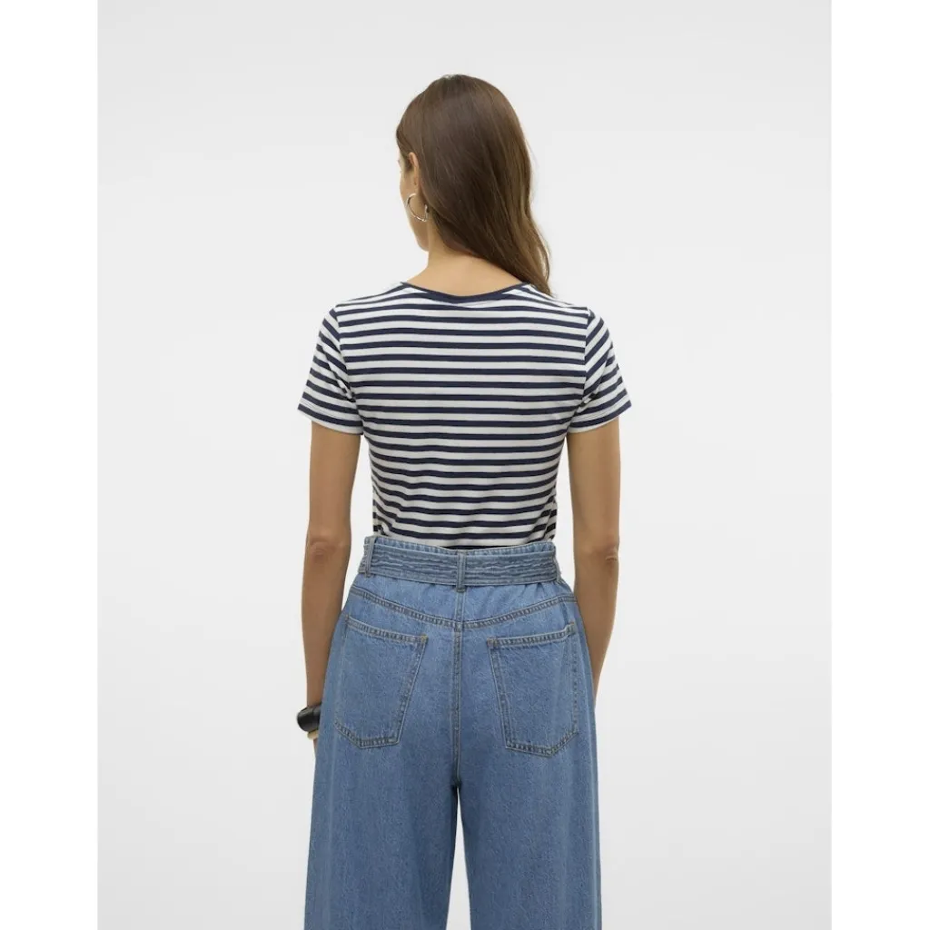Vero Moda dame t-shirt VMLOTTE - Snow White Stripes NAVY BLAZER Discount
