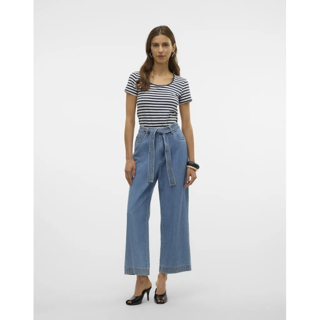 Vero Moda dame t-shirt VMLOTTE - Snow White Stripes NAVY BLAZER Discount