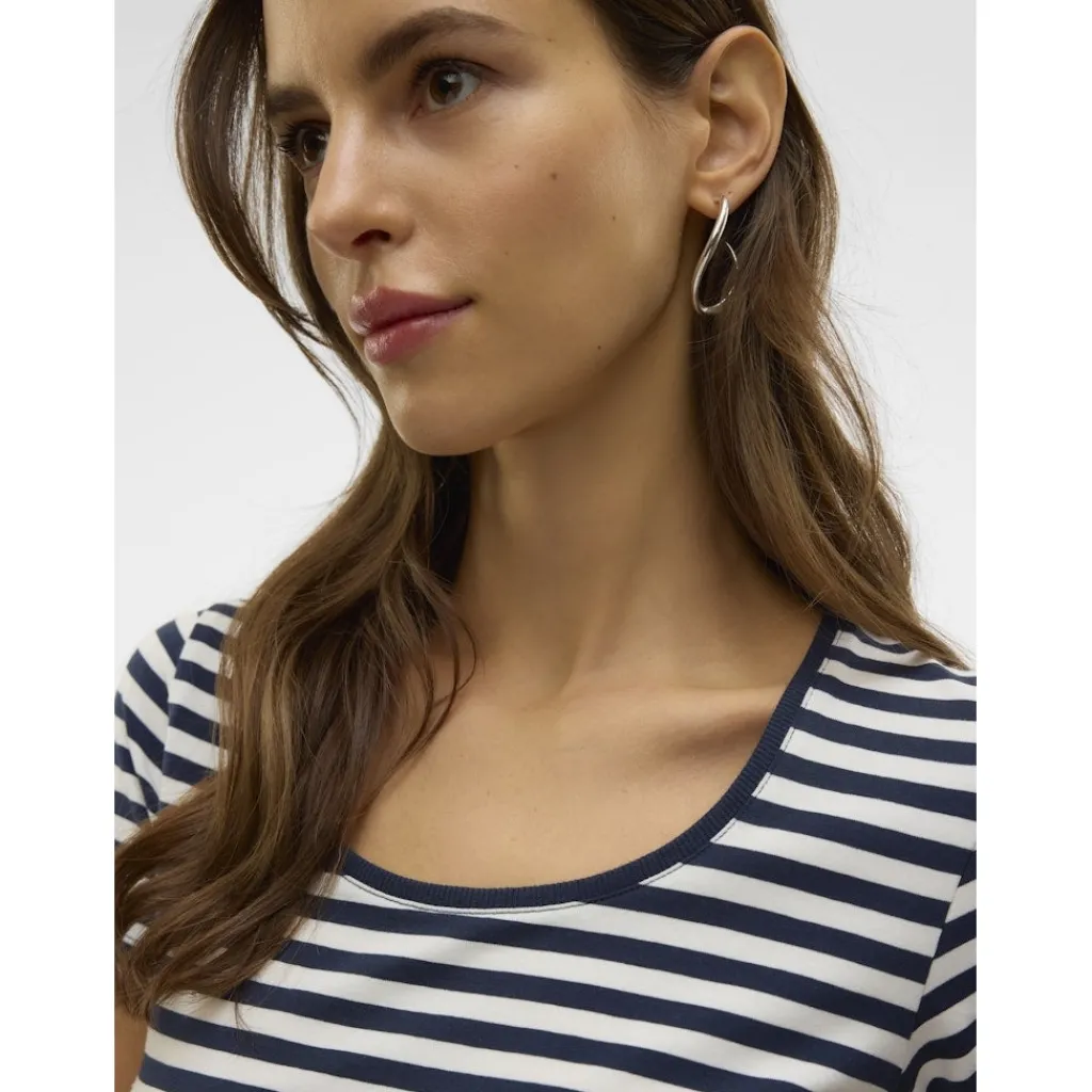 Vero Moda dame t-shirt VMLOTTE - Snow White Stripes NAVY BLAZER Discount