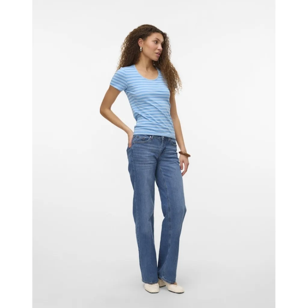 Vero Moda dame t-shirt VMLOTTE - Azure Blue Stripes AIRY BLUE Hot