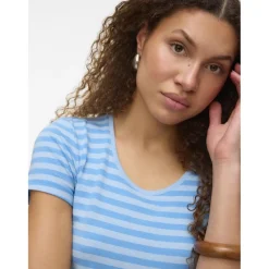Vero Moda dame t-shirt VMLOTTE - Azure Blue Stripes AIRY BLUE Hot