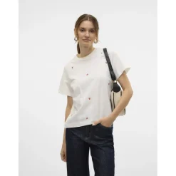 Vero Moda dame t-shirt VMSOLVEI - Snow White Print STRAWBERRYS Discount