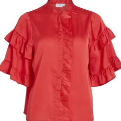 VILA dame bluse VIKAVAS - Poppy Red Outlet