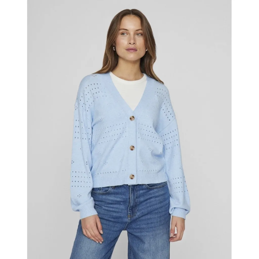 VILA dame cardigan VIRIL - Kentucky Blue MELANGE Discount