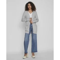 VILA dame cardigan VIRIL - Light Grey Melange Clearance