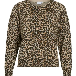 VILA dame cardigan VIRIL - Birch LEOPARD