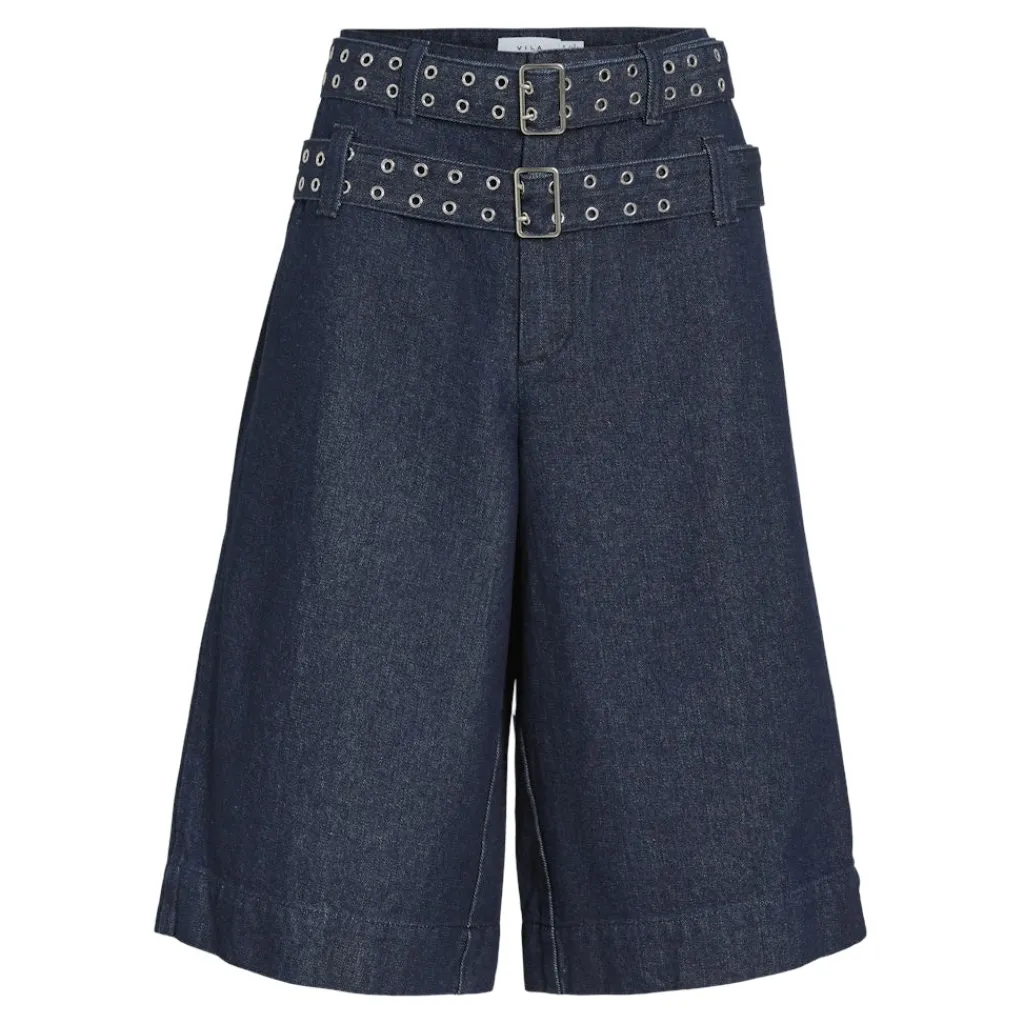 VILA dame denim shorts VIADONA - Dark Blue Denim