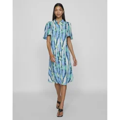 VILA dame kjole VIJONA - Cloud Dancer BLURRY GRAPHIC