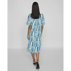 VILA dame kjole VIJONA - Cloud Dancer BLURRY GRAPHIC