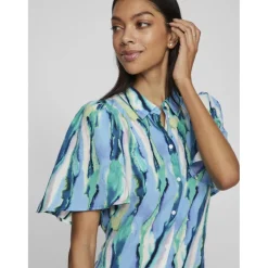 VILA dame kjole VIJONA - Cloud Dancer BLURRY GRAPHIC