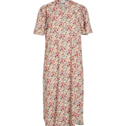 VILA dame kjole VIJONA - Cloud Dancer RED FLOWERS New