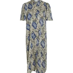 VILA dame kjole VIJONA - Cloud Dancer SNAKE BLUE PRINT
