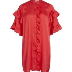 VILA dame kjole VIKAVAS - Poppy Red Outlet