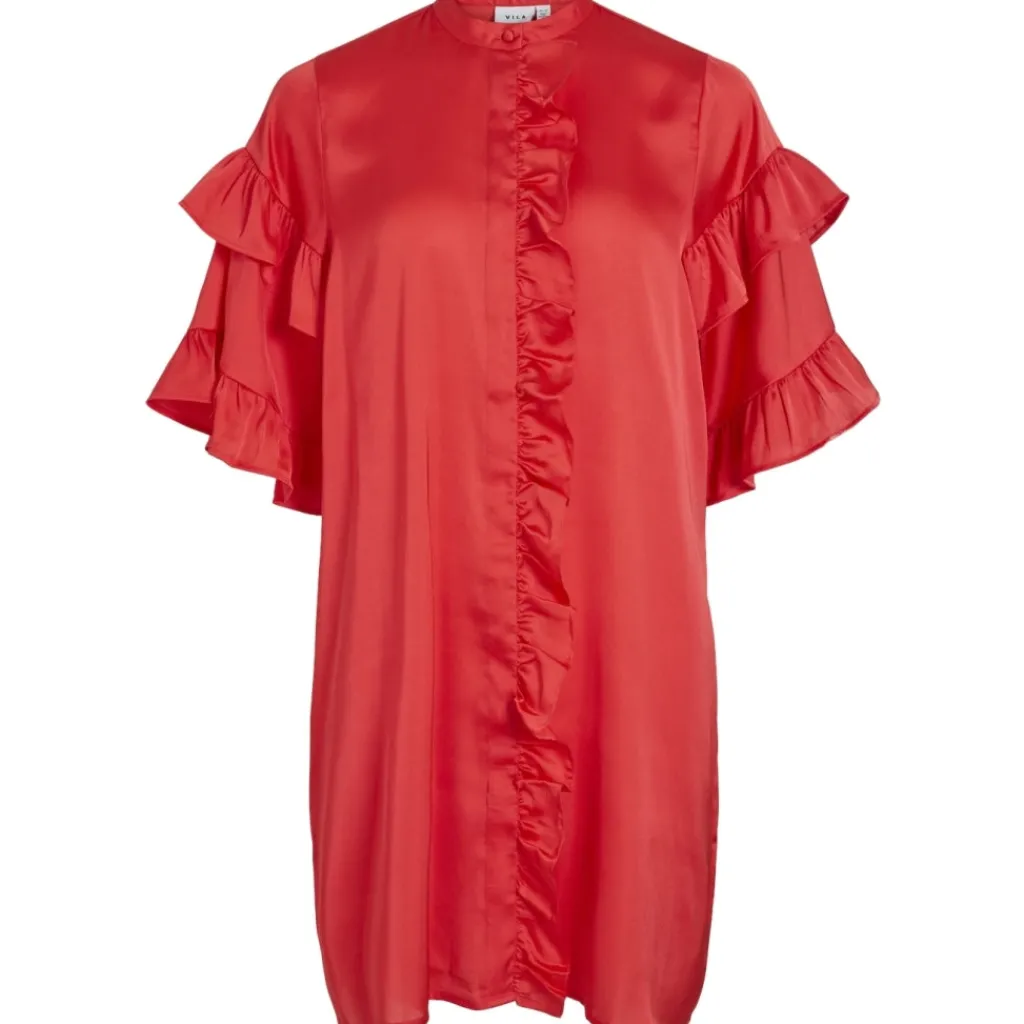 VILA dame kjole VIKAVAS - Poppy Red Outlet
