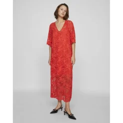 VILA dame kjole VILORNA - Poppy Red Sale