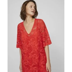 VILA dame kjole VILORNA - Poppy Red Sale