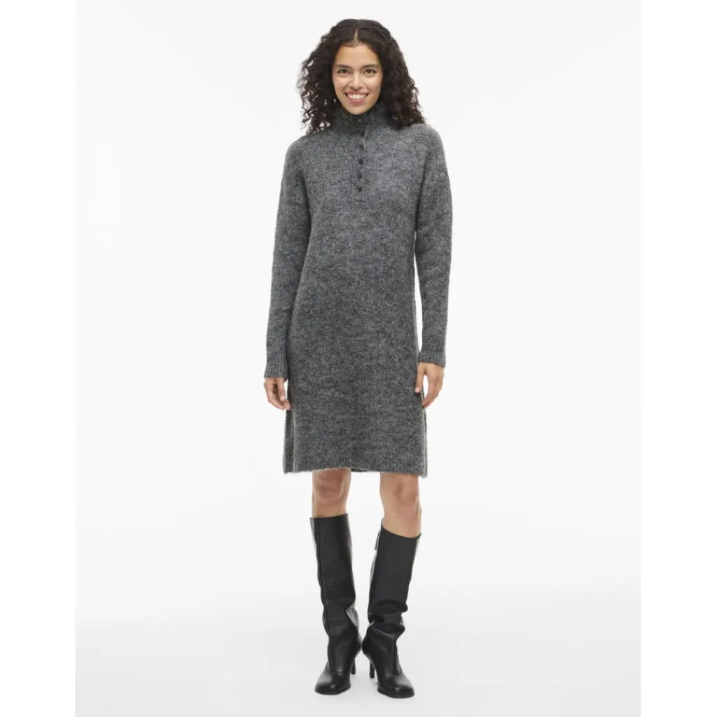 VILA dame kjole VINYNNI - Dark grey melange