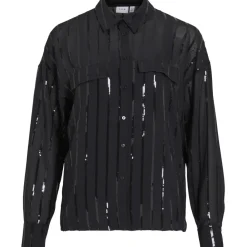 VILA Dame Skjorte VIVilovana - Black Beauty BLACK SEQUINS Outlet