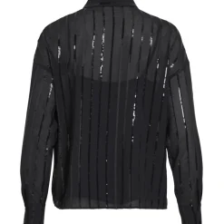 VILA Dame Skjorte VIVilovana - Black Beauty BLACK SEQUINS Outlet