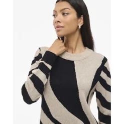 VILA dame strik kjole VITIF - Natural Melange Detail:BLACK/ANIMAL Sale