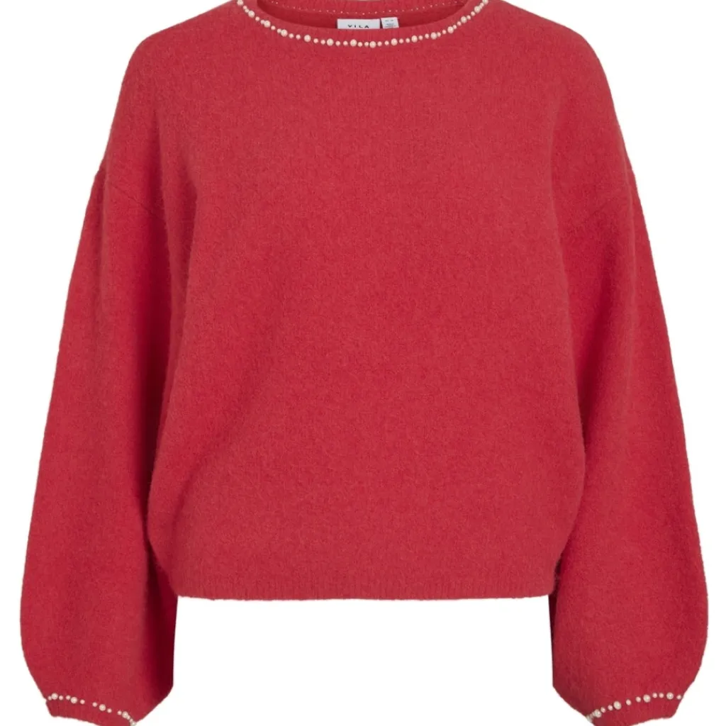 VILA dame strik trøje VISTELLA - Hibiscus Sale