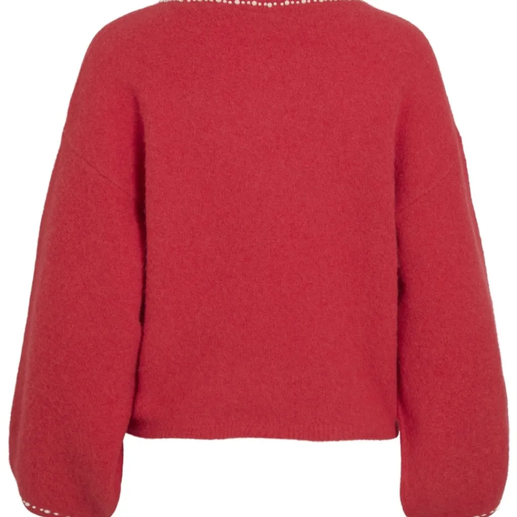 VILA dame strik trøje VISTELLA - Hibiscus Sale