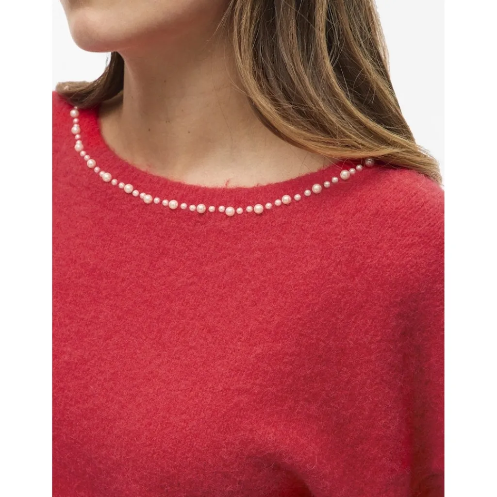 VILA dame strik trøje VISTELLA - Hibiscus Sale