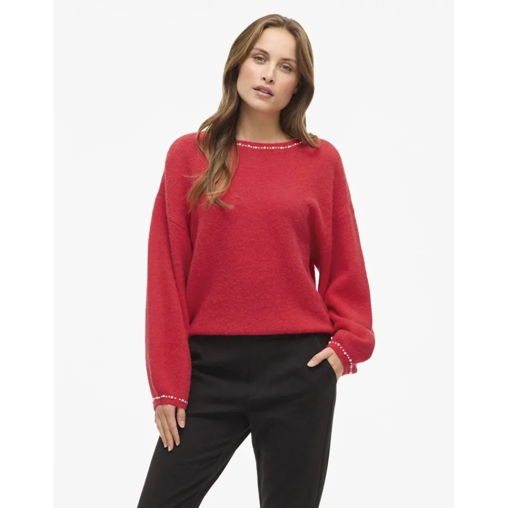 VILA dame strik trøje VISTELLA - Hibiscus Sale