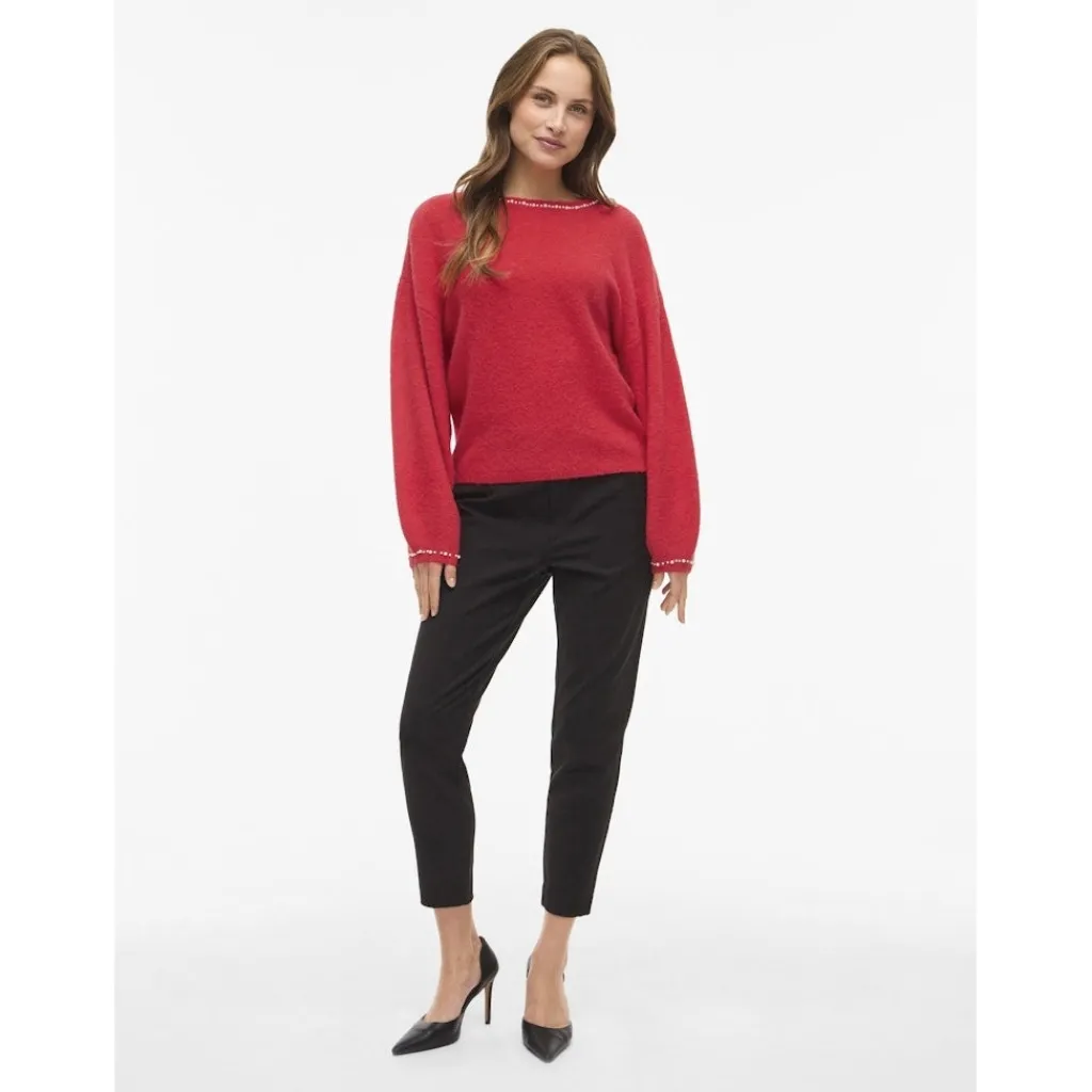 VILA dame strik trøje VISTELLA - Hibiscus Sale