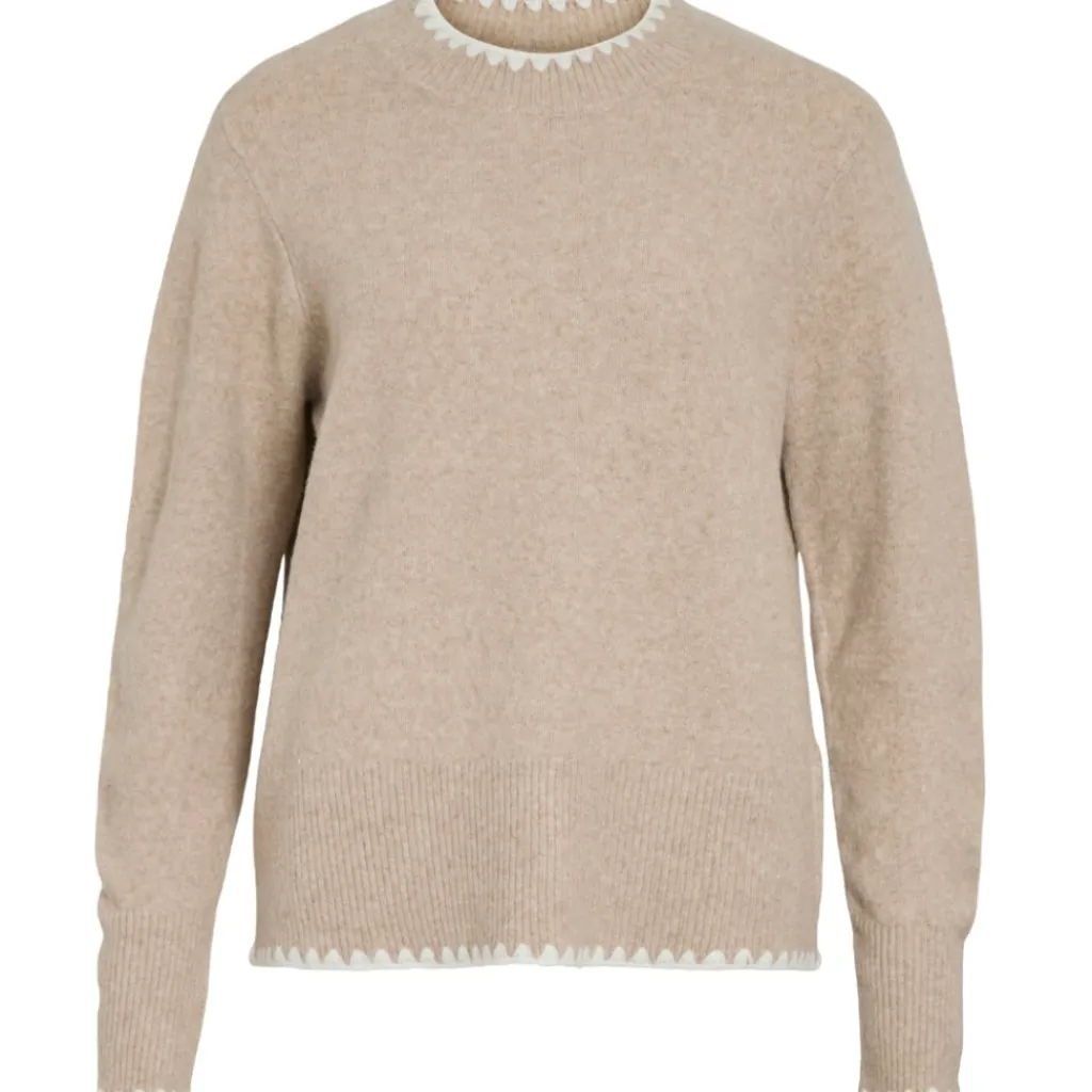 VILA dame strik VIHEFNA - Natural Melange WHITE ALYSSUM