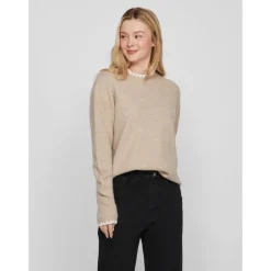 VILA dame strik VIHEFNA - Natural Melange WHITE ALYSSUM