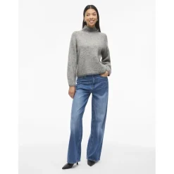 VILA dame strik VILORY - Medium grey melange Discount