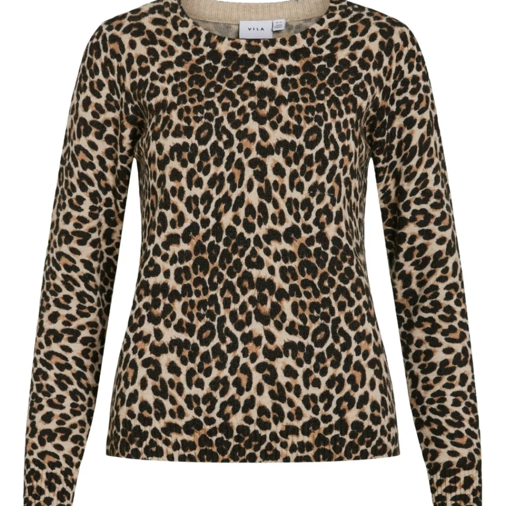 VILA dame strik VIRIL - Birch LEOPARD Online