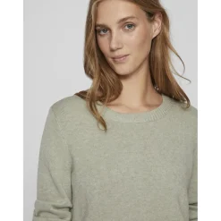 VILA dame strik VIRIL - Oil Green MELANGE Clearance