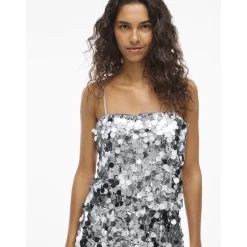 VILA dame top VICHAYA - Silver Sale