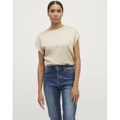 VILA dame top VIELLETTE - Cement Sale