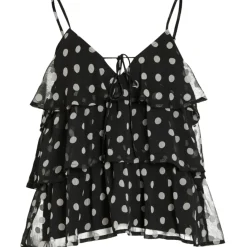 VILA DAME TOP VIHARLEY - Black White Dots Hot