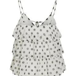 VILA DAME TOP VIHARLEY - Cloud Dancer BLACK DOTS Online