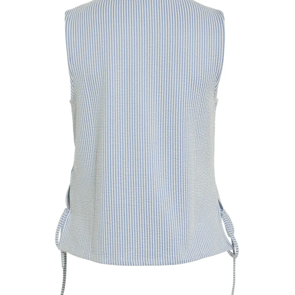 VILA dame top VISTRIPLO - Regatta Stripes BIRCH Hot