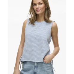 VILA dame top VISTRIPLO - Regatta Stripes BIRCH Hot